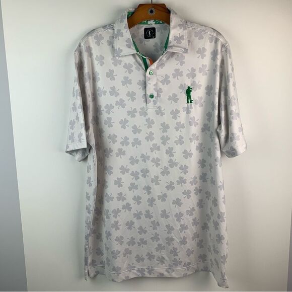 U Suck At Golf Men’s White Fighting Irish Clover Short Sleeve Polo Size Large - Picture 2 of 10